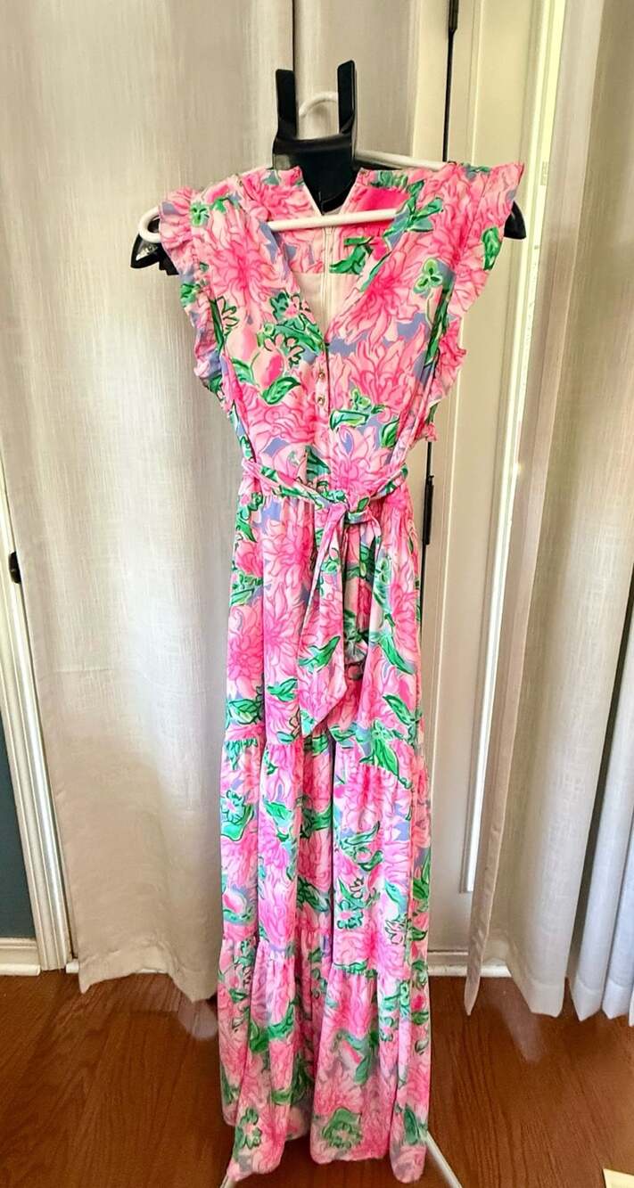 Lilly Pulitzer Destini Maxi Women Size S Dress Pink Blossom